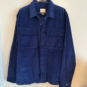 Men's Blue Corduroy Long Sleeve Button Down Shirt NWT